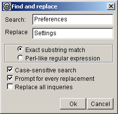 Search and Replace dialog